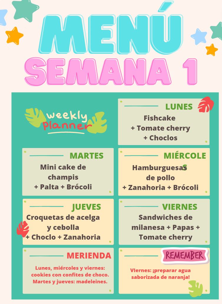 Ejemplo de menu semanal